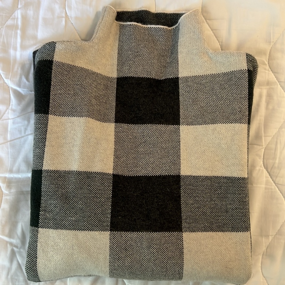 Plaid Mock Turtleneck Sweater